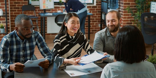 Group holding an interview for a potential candidate 